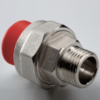 Муфта полипропиленовая ПП НГ (AntiFire) с наружной резьбой НР разъемная раструбная Дн- 20х1/2"